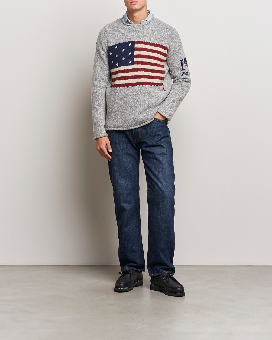 Herre | Trøjer | Polo Ralph Lauren | Wool Flag Sweater Grey Combo