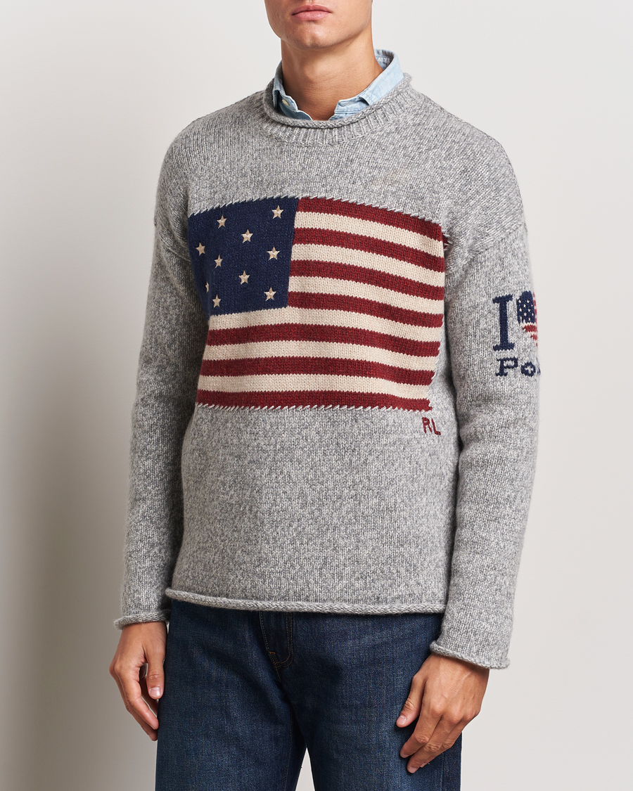 Herre | Trøjer | Polo Ralph Lauren | Wool Flag Sweater Grey Combo