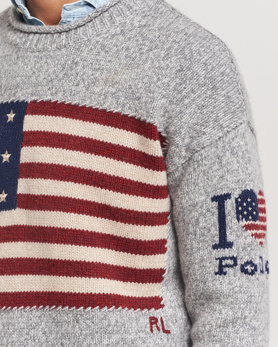 Herre | Trøjer | Polo Ralph Lauren | Wool Flag Sweater Grey Combo
