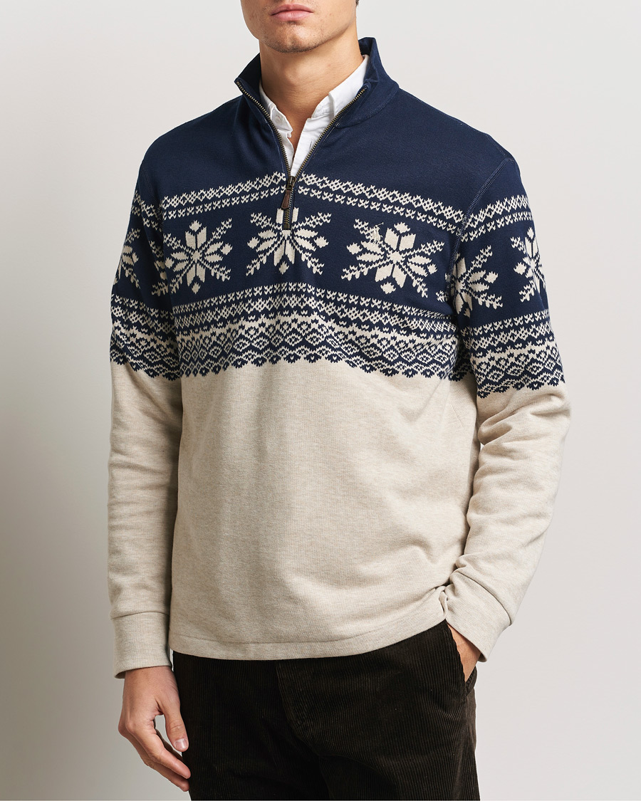 Herre | Trøjer | Polo Ralph Lauren | Half-Zip Fairisle Sweater Andres Geomatric Navy