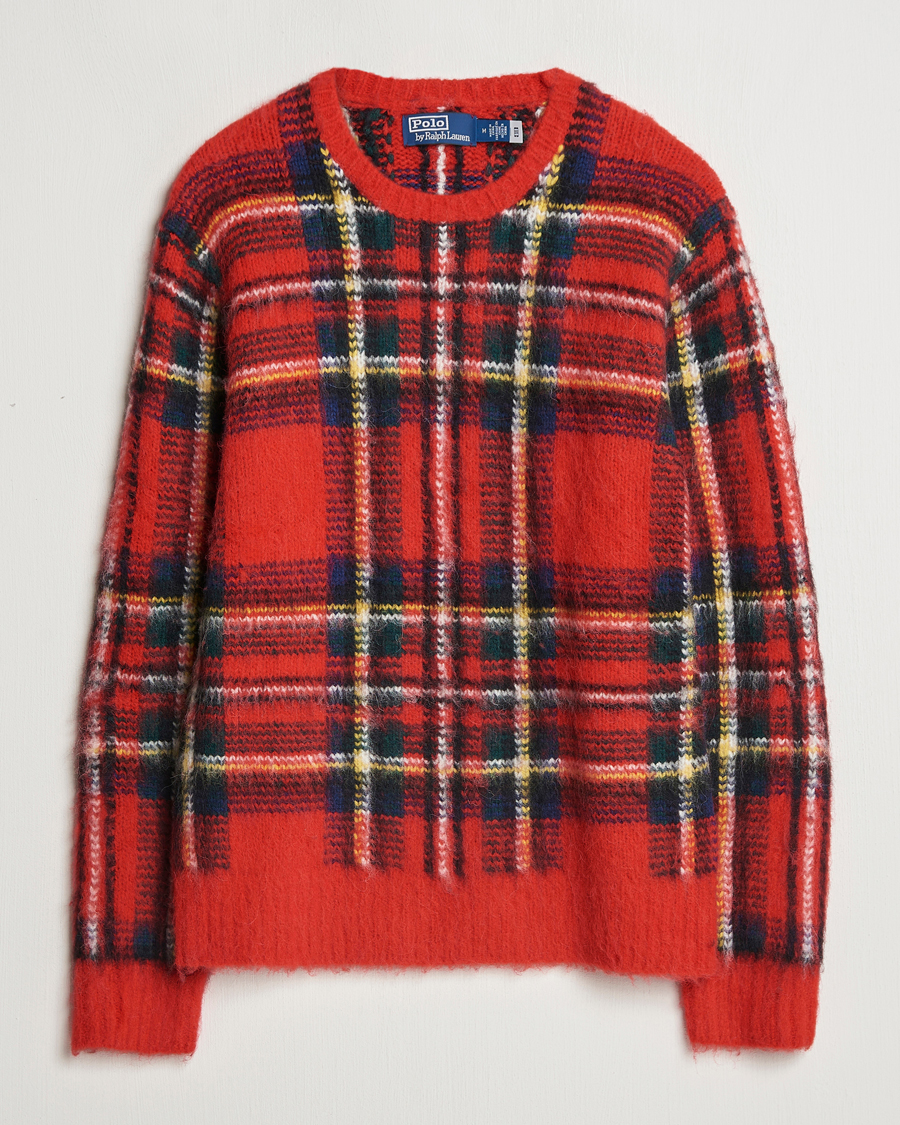Herre | Trøjer | Polo Ralph Lauren | Plaid Wool Sweater Red Combo