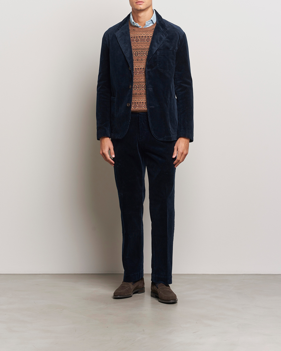 Herre | Bukser | Polo Ralph Lauren | Corduroy Pleated Trousers Aviator Navy