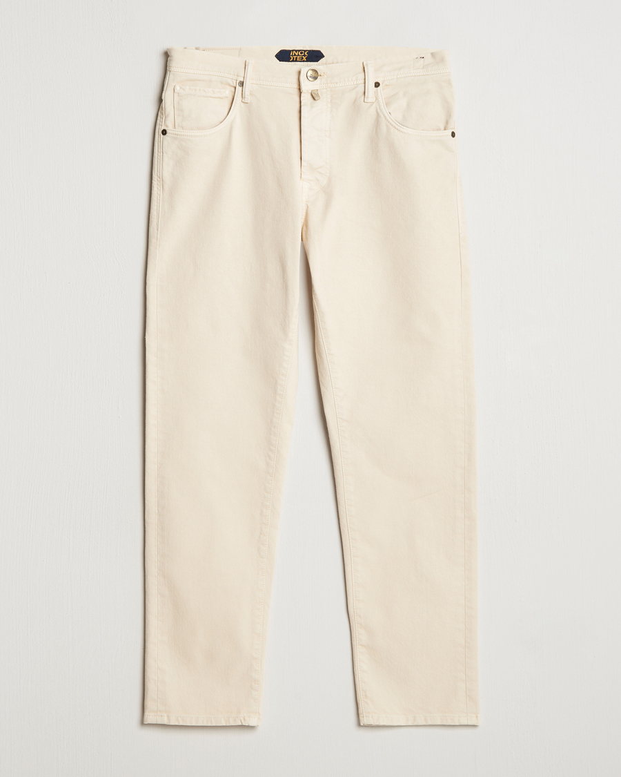Herre | Bukser | Incotex | 5-Pocket Bull Denim Pants Off White