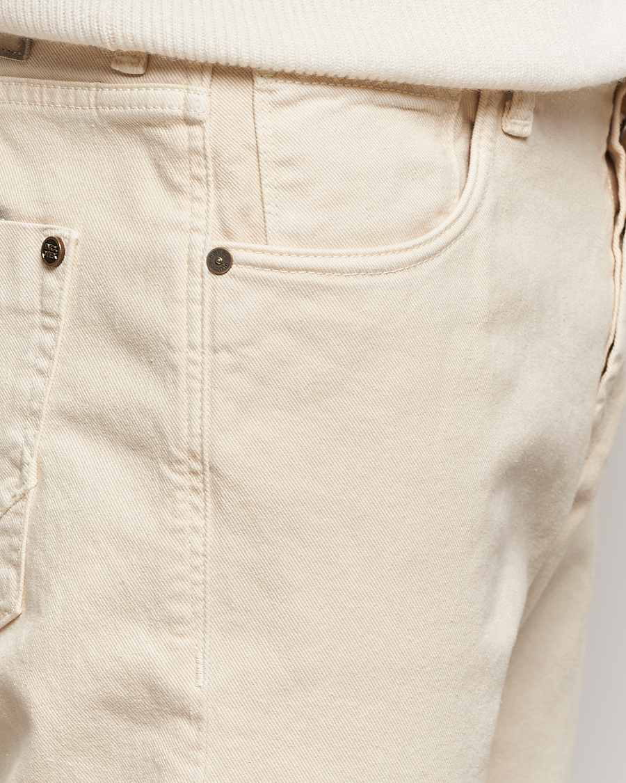 Herre | Bukser | Incotex | 5-Pocket Bull Denim Pants Off White