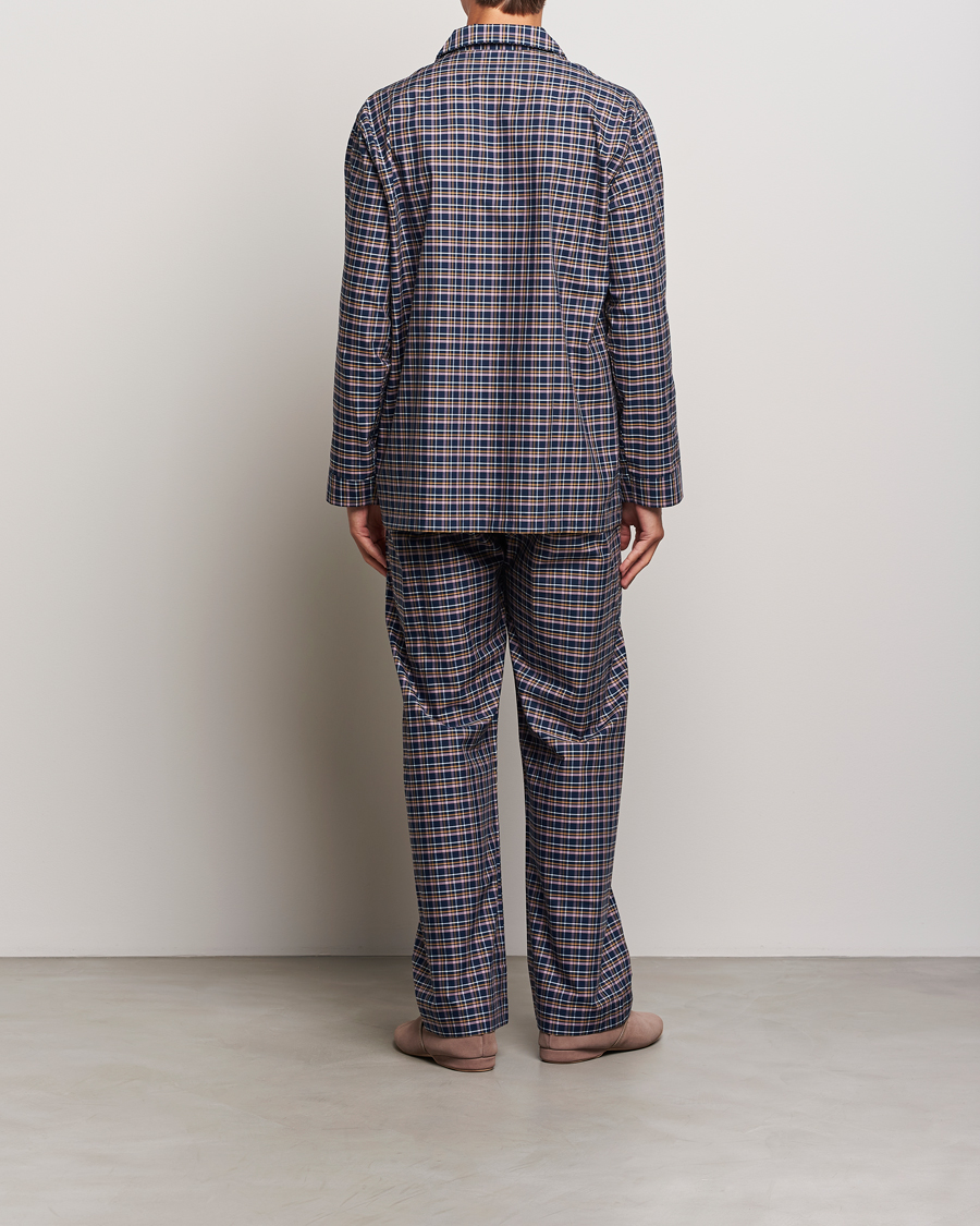Herre | Derek Rose Cotton Checked Pyjama Set Navy | Derek Rose | Cotton Checked Pyjama Set Navy
