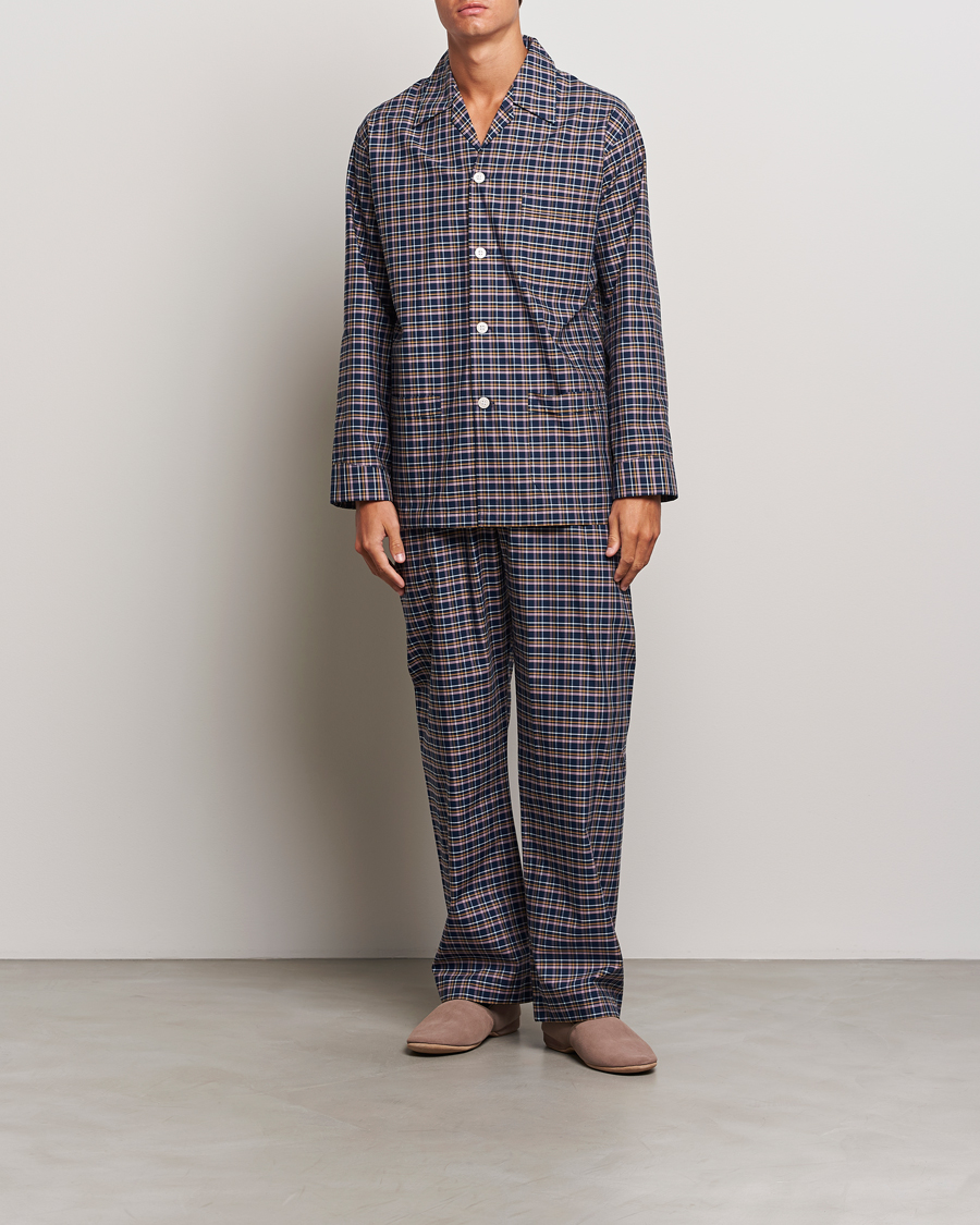 Herre | Derek Rose Cotton Checked Pyjama Set Navy | Derek Rose | Cotton Checked Pyjama Set Navy