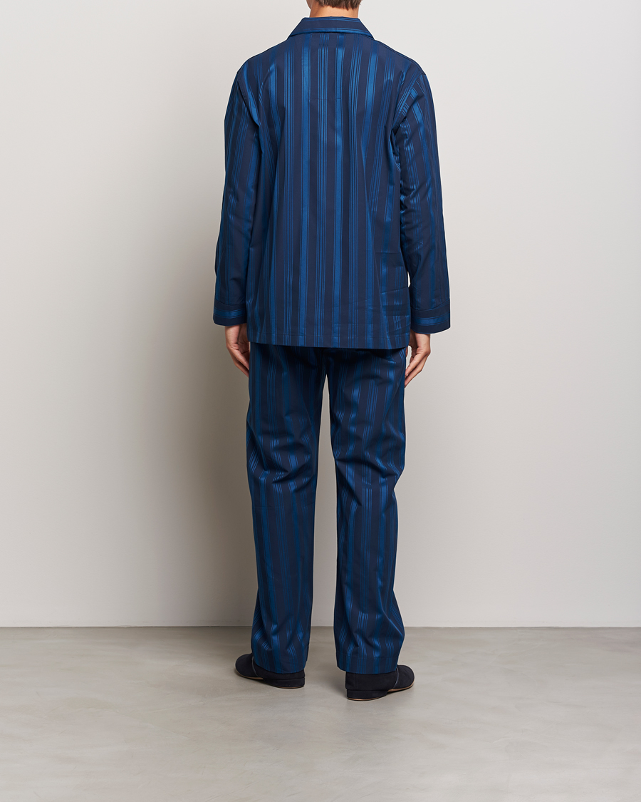 Herre | Derek Rose Striped Cotton Pyjama Set Navy | Derek Rose | Striped Cotton Pyjama Set Navy