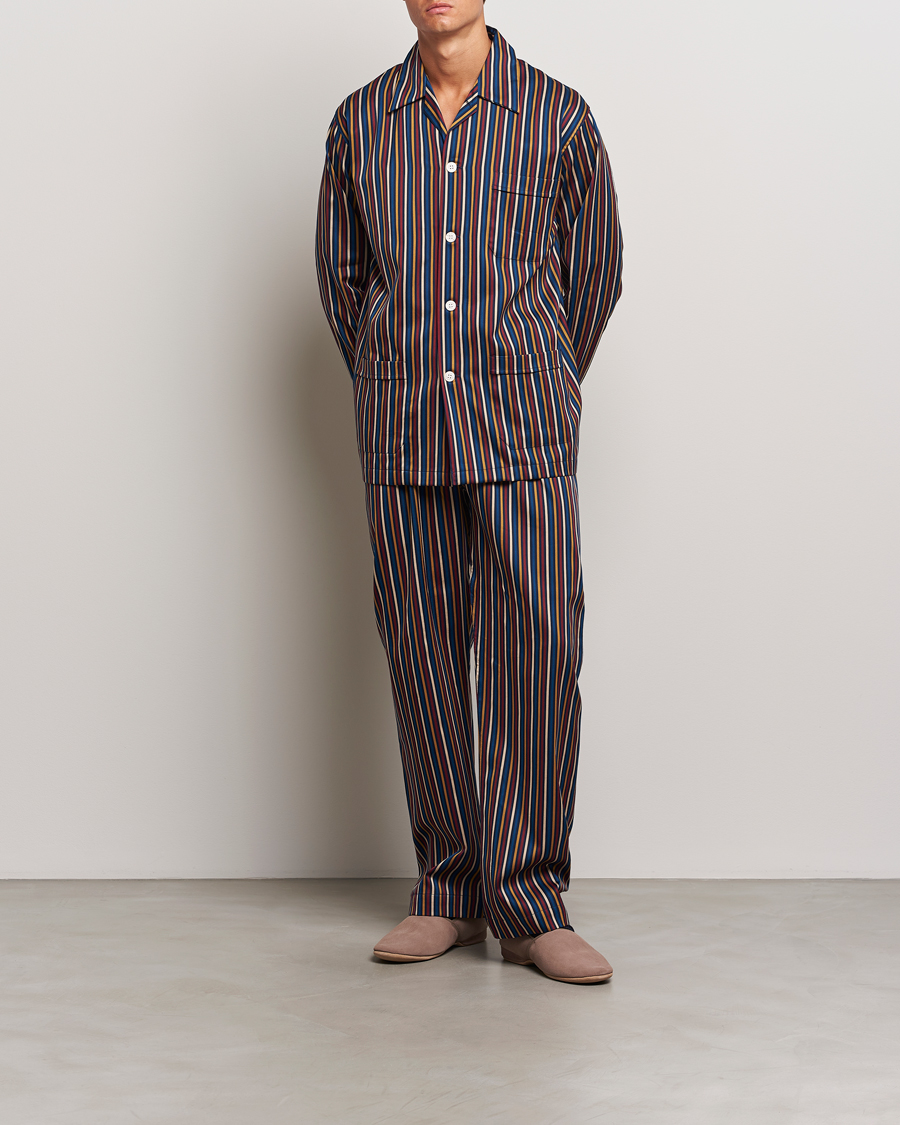 Herre | Derek Rose Striped Cotton Pyjama Set Navy | Derek Rose | Striped Cotton Pyjama Set Navy
