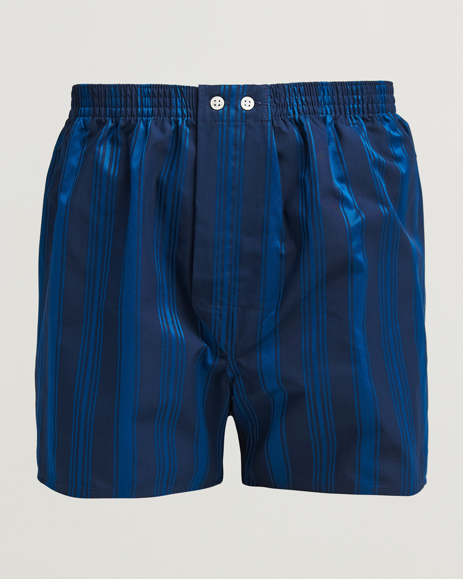 Herre | Undertøj | Derek Rose | Classic Fit Woven Cotton Boxer Shorts Navy