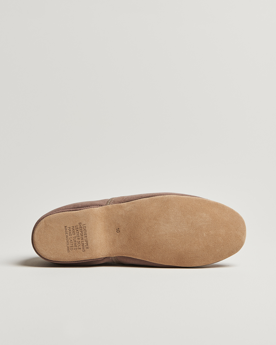 Herre | Derek Rose Crawford Sheepskin Suede Slippers Beige | Derek Rose | Crawford Sheepskin Suede Slippers Beige