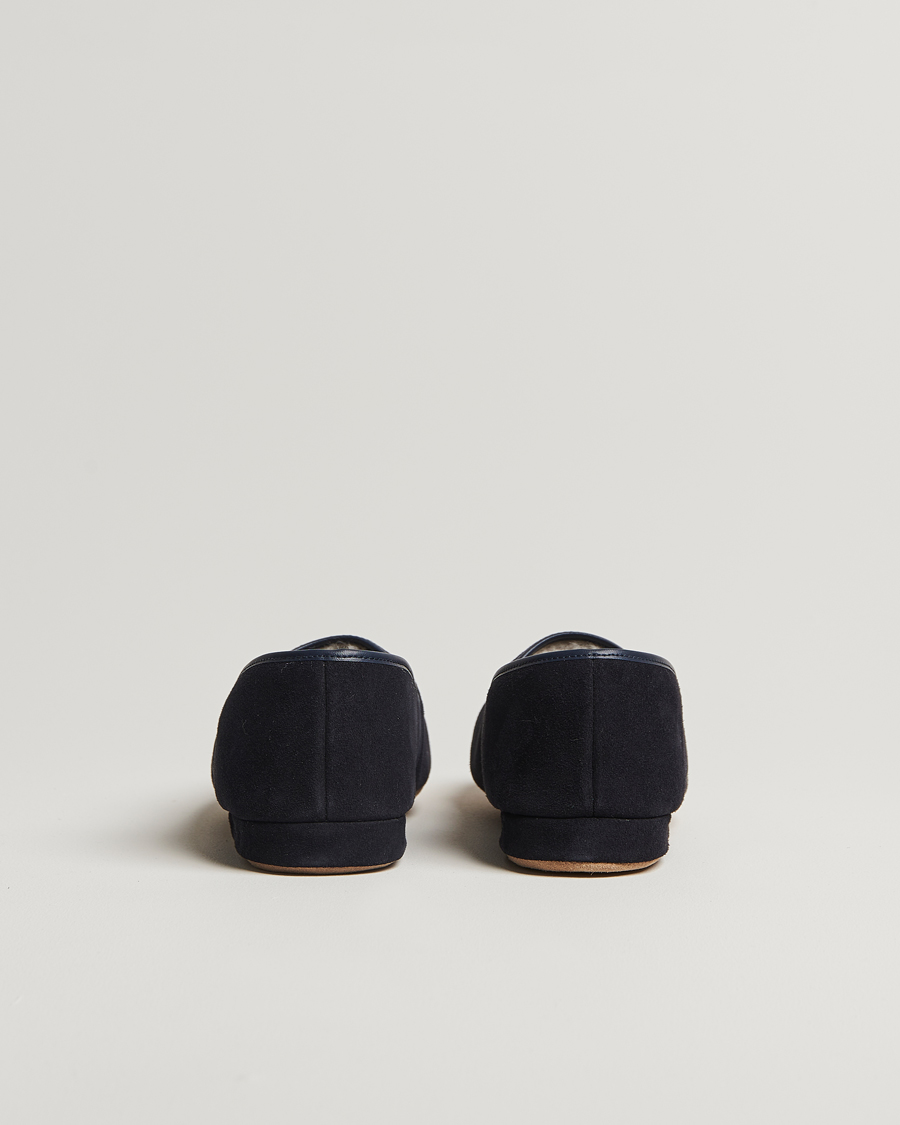 Herre | Sandaler & Hjemmesko | Derek Rose | Crawford Sheepskin Suede Slippers Navy