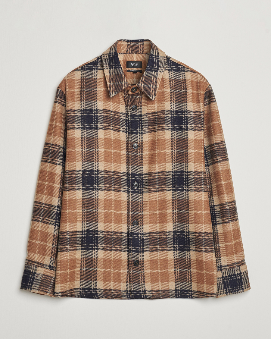 Herre | Skjorter | A.P.C. | Bobby Wool Checked Overshirt Beige Check