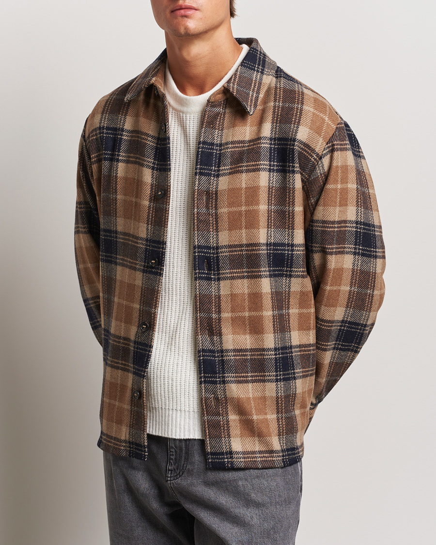 Herre | Skjorter | A.P.C. | Bobby Wool Checked Overshirt Beige Check