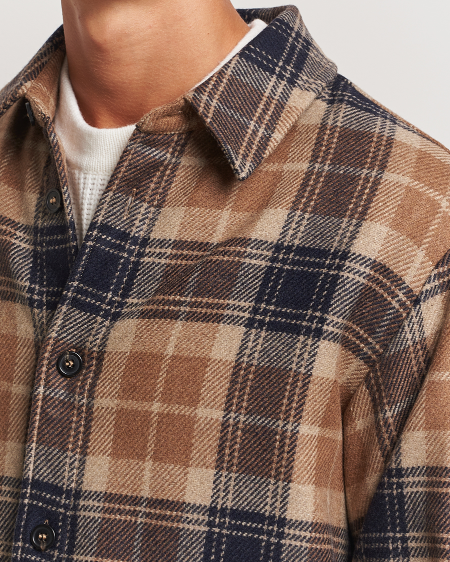 Herre | Skjorter | A.P.C. | Bobby Wool Checked Overshirt Beige Check