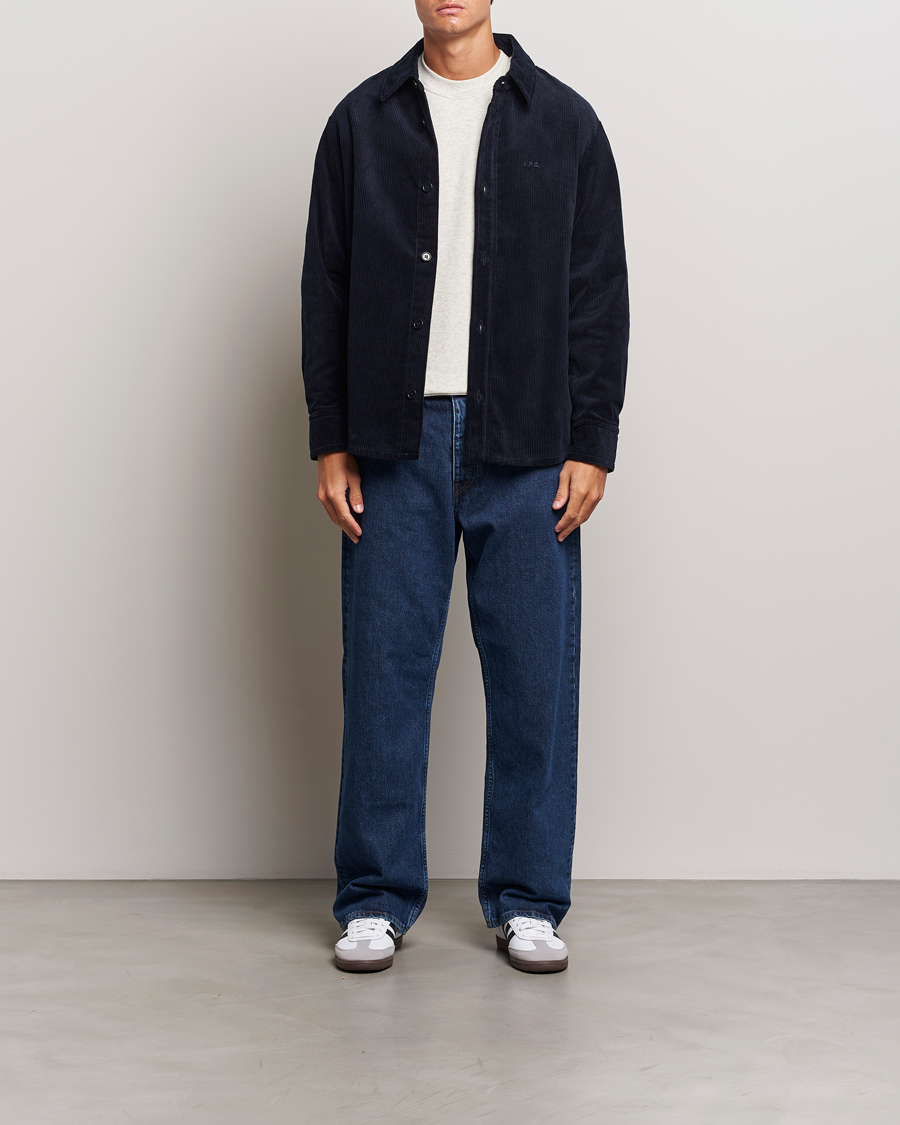 Herre | Skjorter | A.P.C. | Bobby Corduroy Overshirt Dark Navy