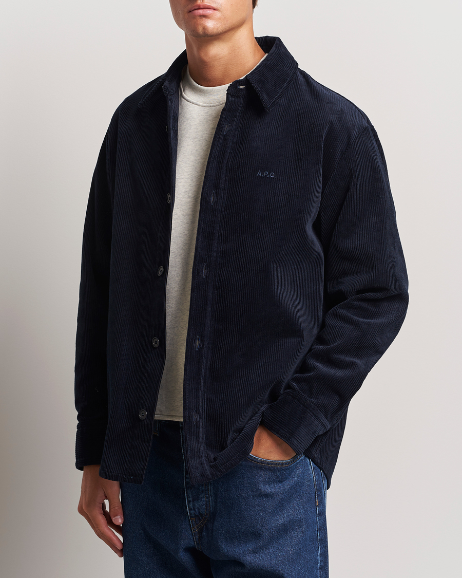 Herre | Skjorter | A.P.C. | Bobby Corduroy Overshirt Dark Navy