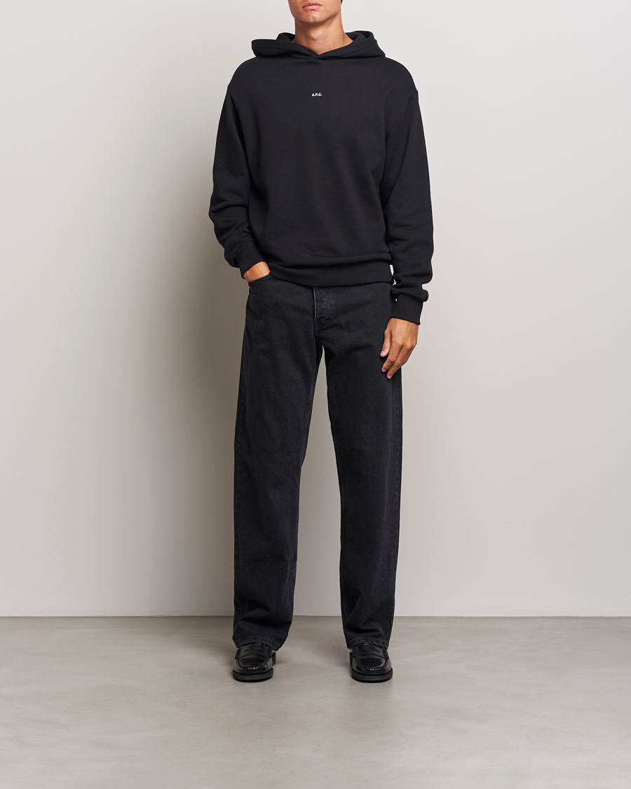 Herre | Trøjer | A.P.C. | Boxy Micro Center Logo Hoodie Black