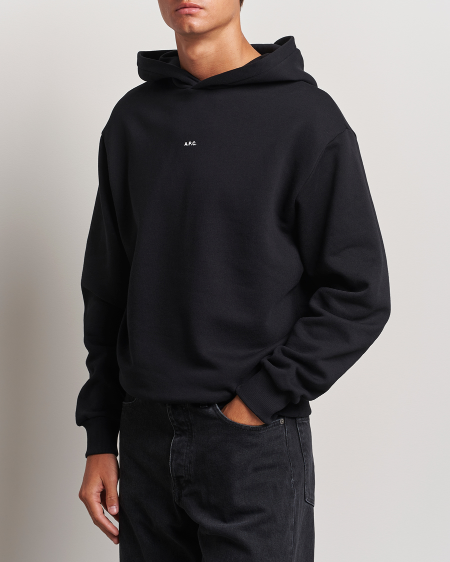 Herre | Trøjer | A.P.C. | Boxy Micro Center Logo Hoodie Black