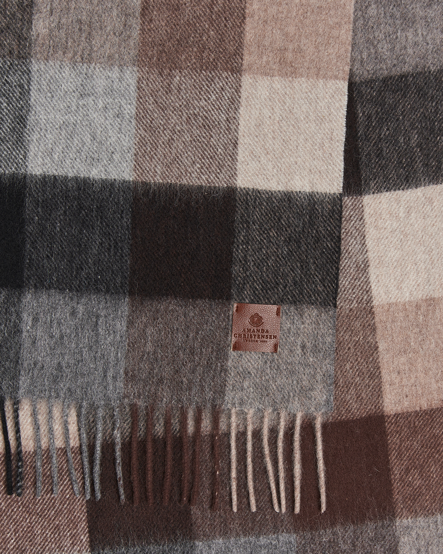 Herre | Amanda Christensen Wool Block Check Scarf Brown/Grey | Amanda Christensen | Wool Block Check Scarf Brown/Grey