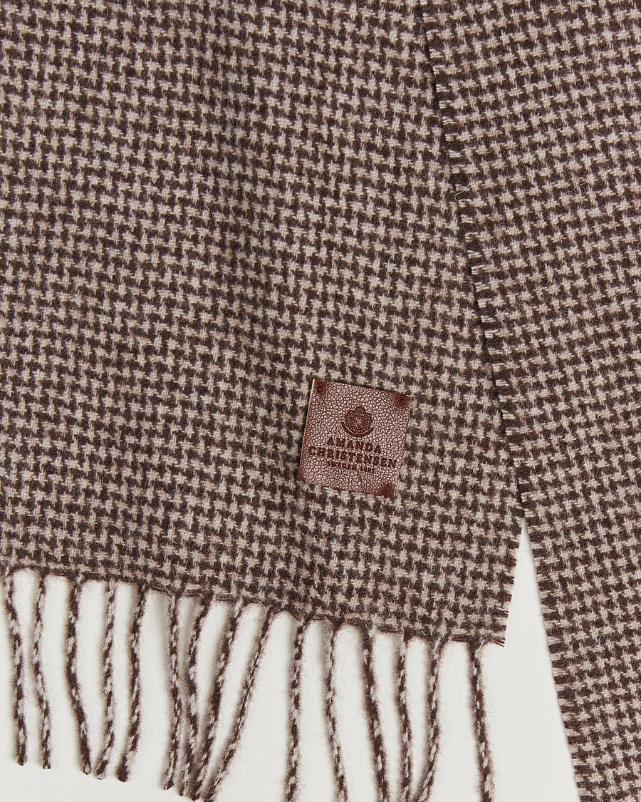 Herre | Amanda Christensen Merino Wool Dogtooth Scarf Beige Melange | Amanda Christensen | Merino Wool Dogtooth Scarf Beige Melange