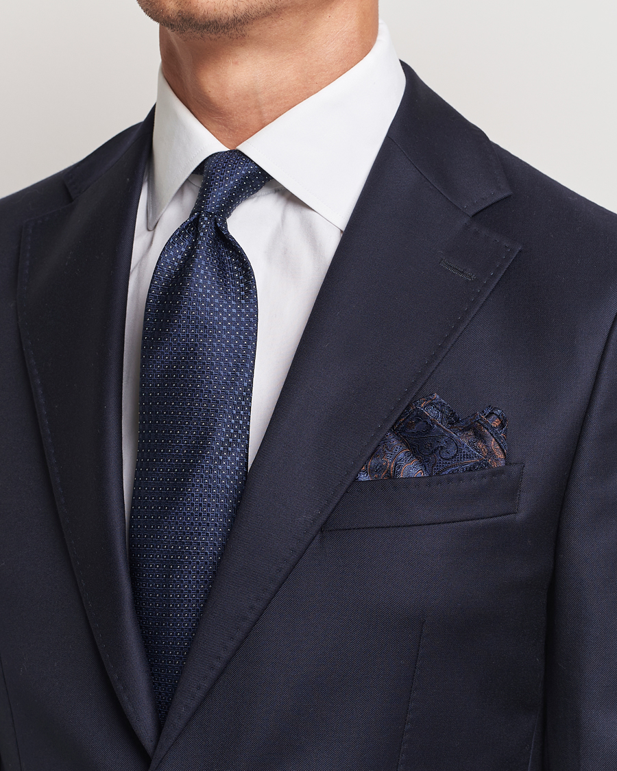 Herre | Amanda Christensen Box Set Silk 8 cm Tie And Pocket Square Navy | Amanda Christensen | Box Set Silk 8 cm Tie And Pocket Square Navy