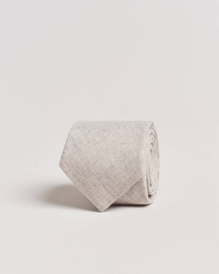 Herre | Amanda Christensen Wool Flannel 8cm Tie Light Beige | Amanda Christensen | Wool Flannel 8cm Tie Light Beige