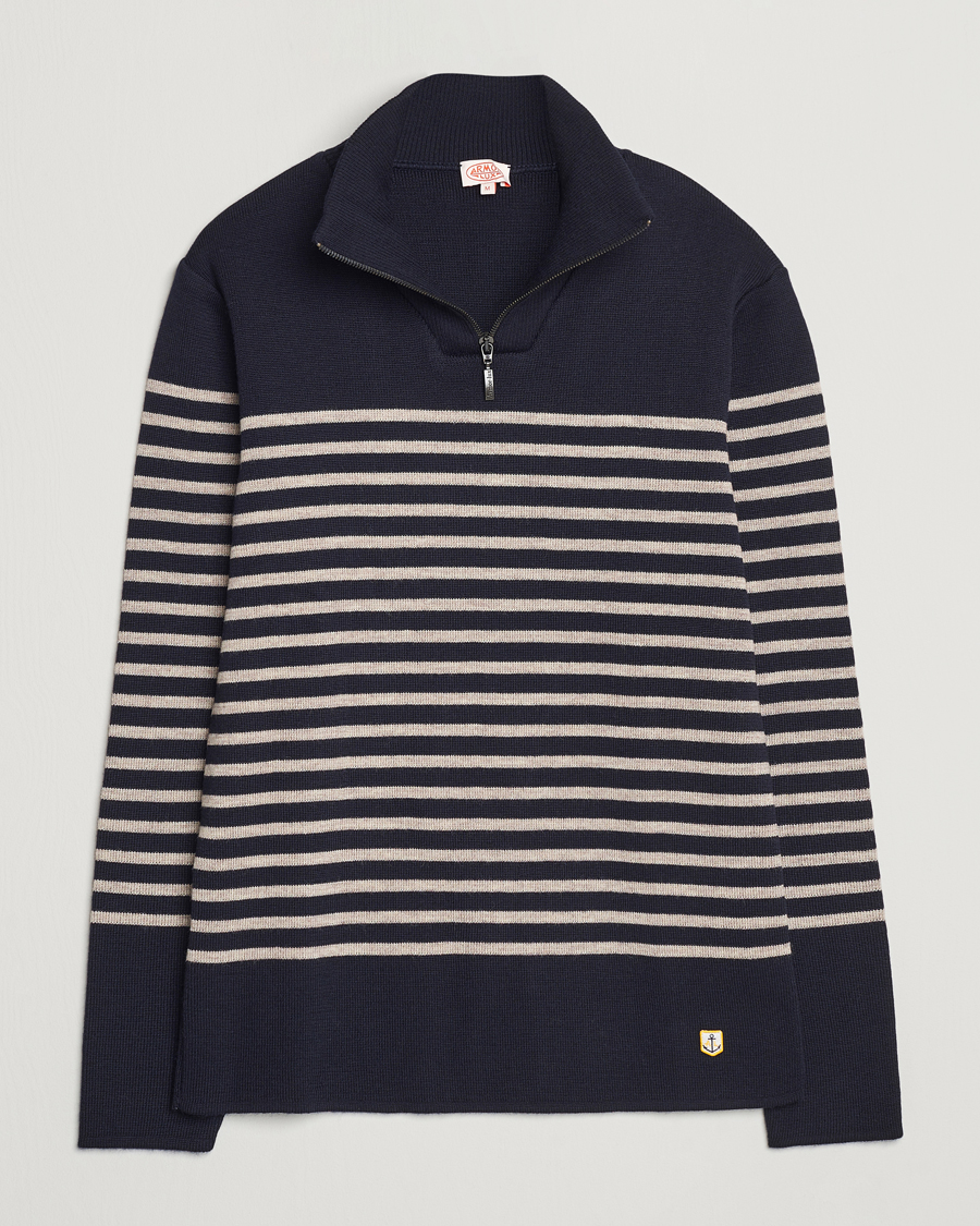 Herre | Trøjer | Armor-lux | Pull Camionneur Wool Half Zip Navy/Sandstone