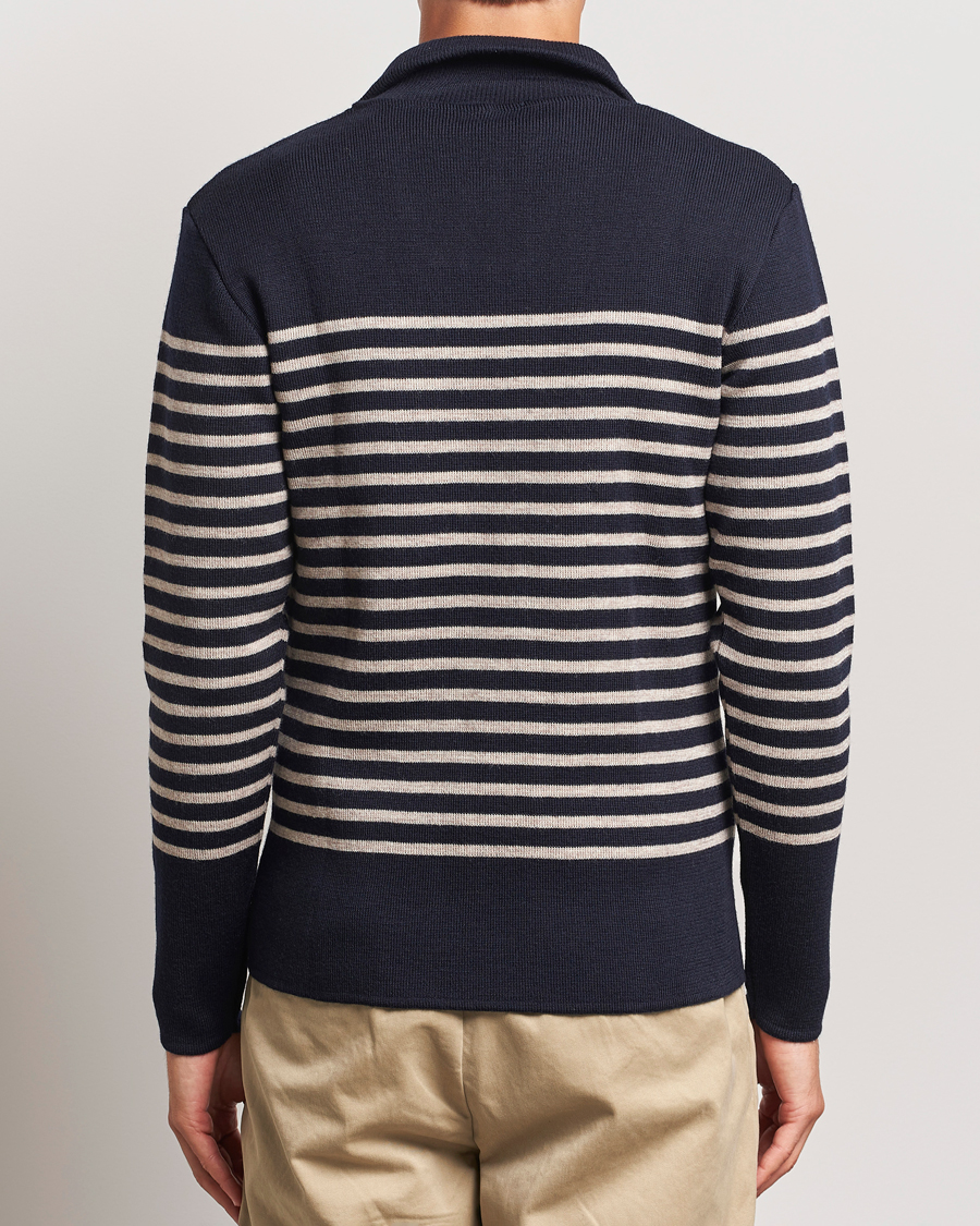 Herre | Trøjer | Armor-lux | Pull Camionneur Wool Half Zip Navy/Sandstone
