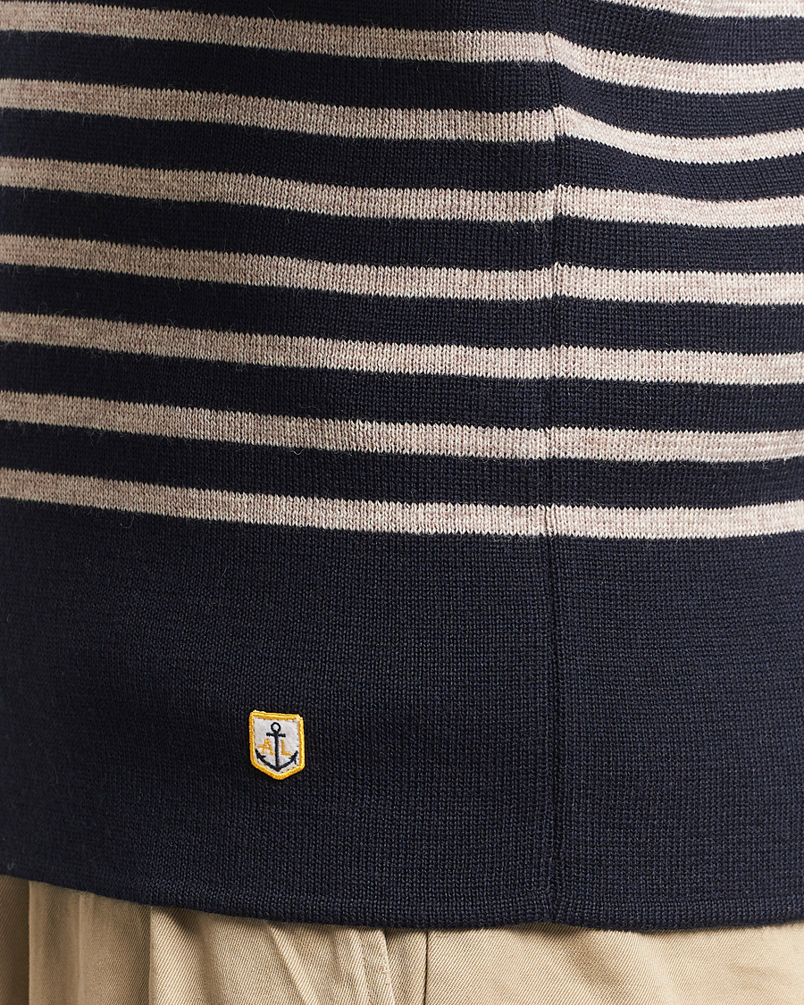 Herre | Trøjer | Armor-lux | Pull Camionneur Wool Half Zip Navy/Sandstone