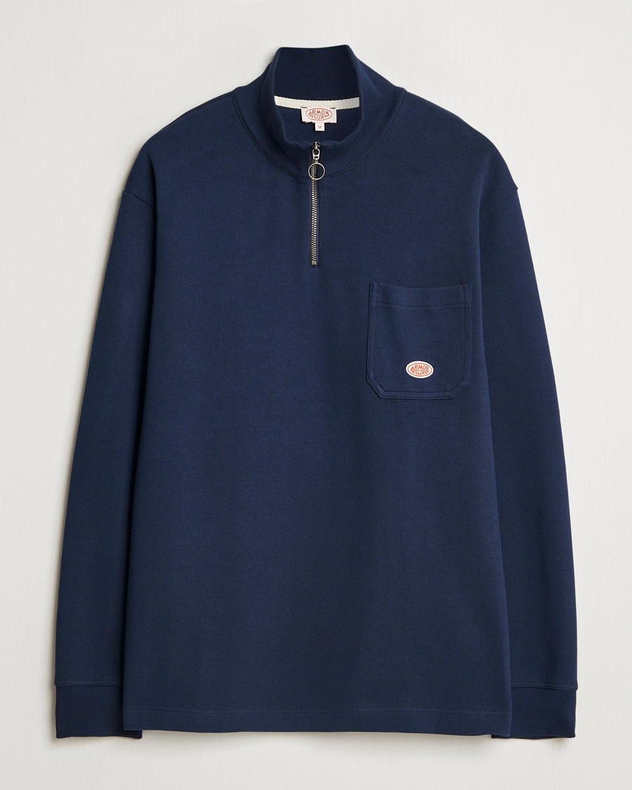 Herre | Trøjer | Armor-lux | Camionneur Cotton Half Zip Sweater Deep Marine