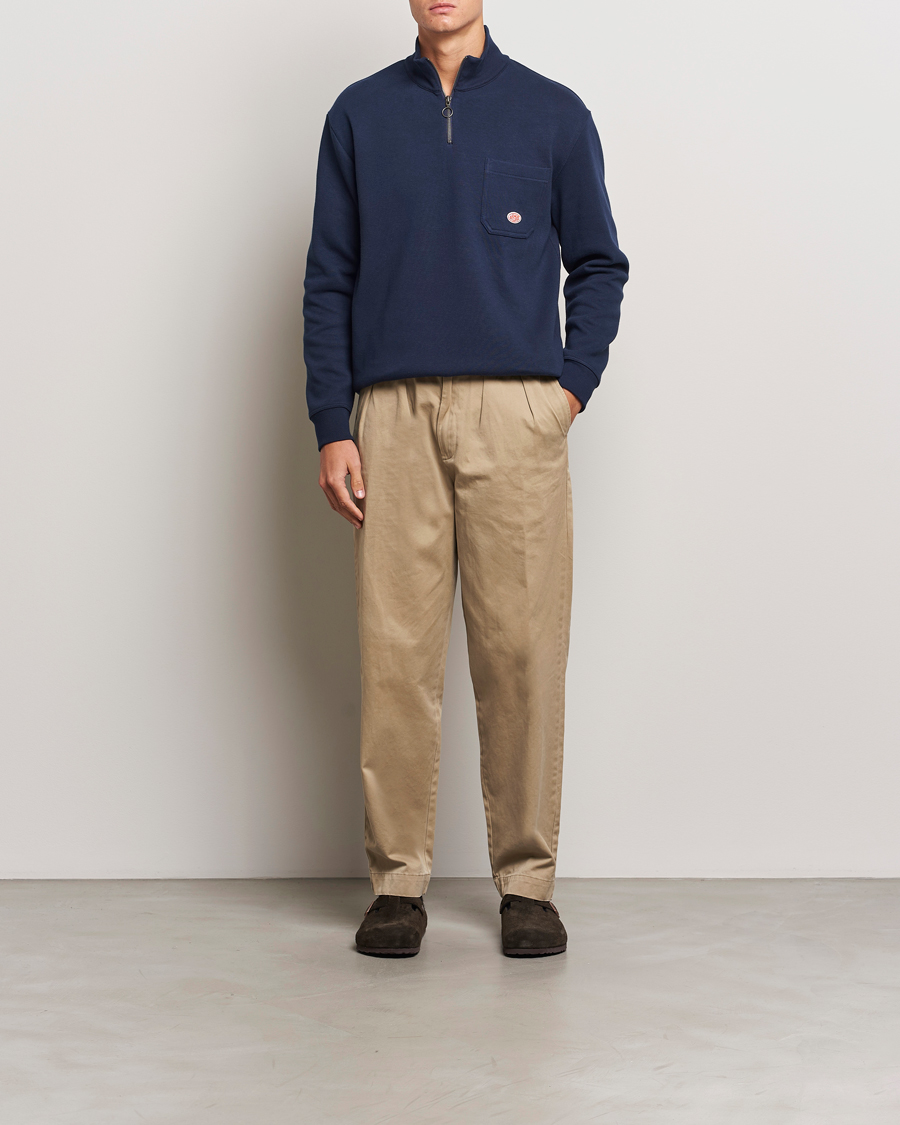 Herre | Trøjer | Armor-lux | Camionneur Cotton Half Zip Sweater Deep Marine