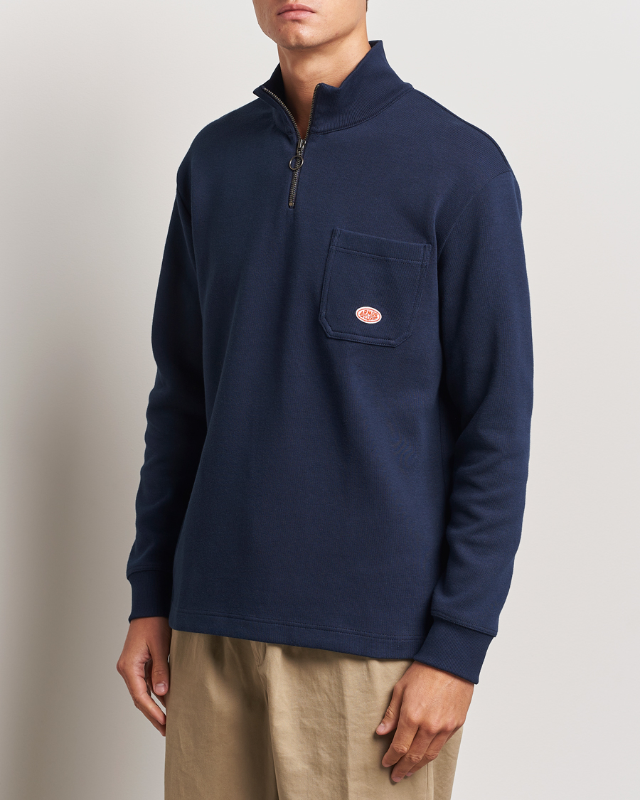 Herre | Trøjer | Armor-lux | Camionneur Cotton Half Zip Sweater Deep Marine