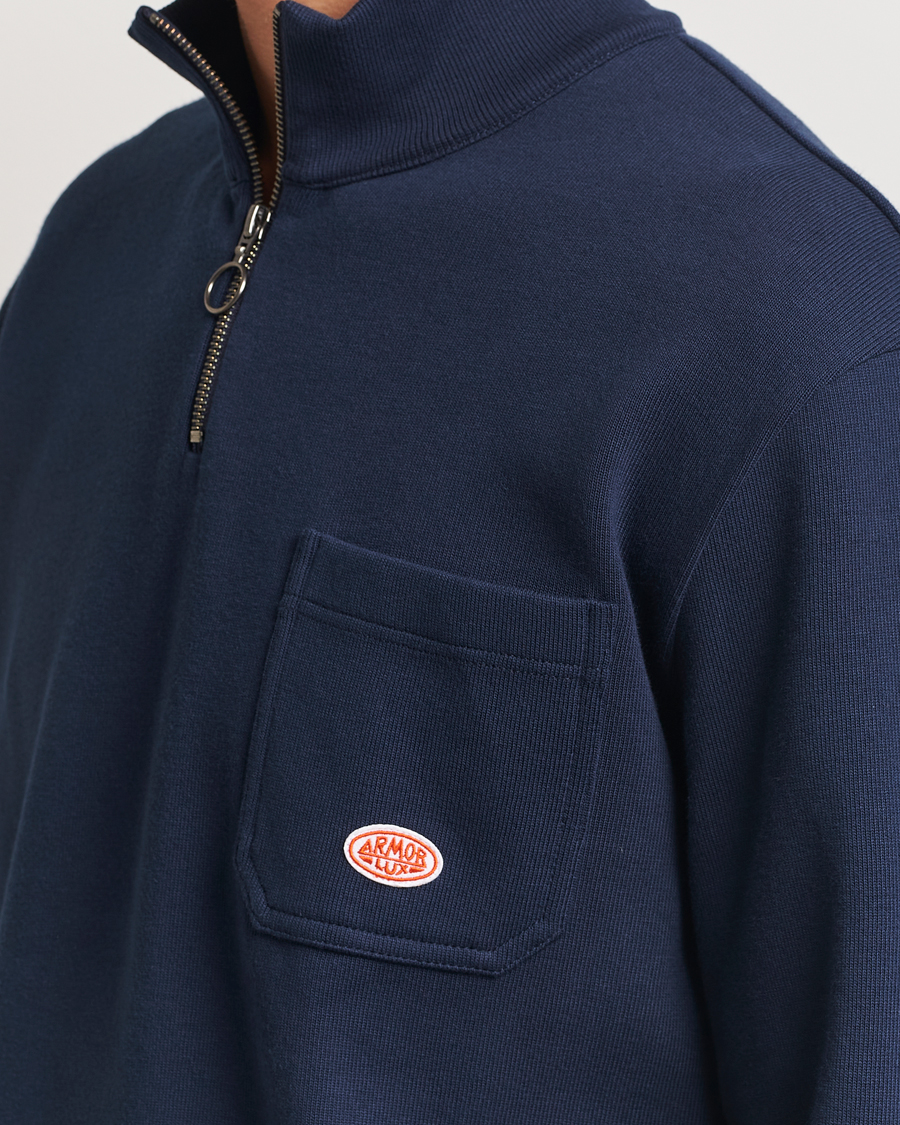 Herre | Trøjer | Armor-lux | Camionneur Cotton Half Zip Sweater Deep Marine