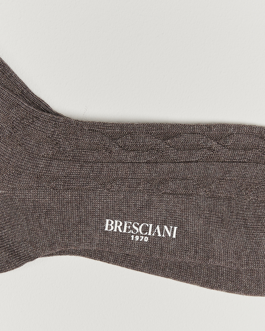 Herre | Undertøj | Bresciani | Link Ribbed Wool Socks Taupe