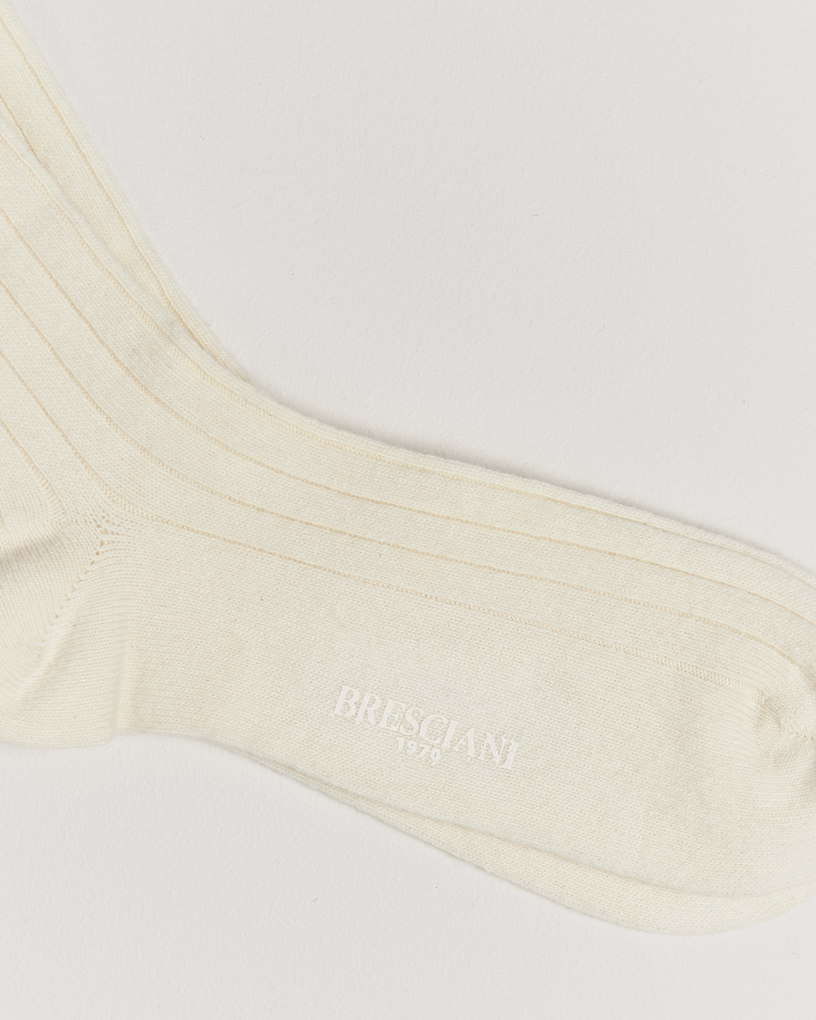 Herre | Undertøj | Bresciani | Wool/Cashmere Ribbed Socks White