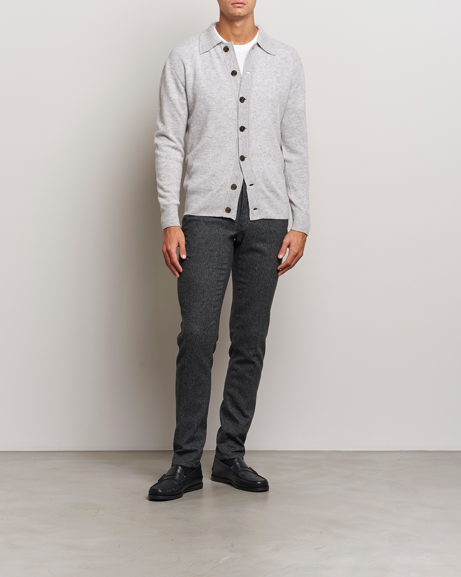 Herre | Trøjer | Altea | Shetland Collared Cardigan Light Grey