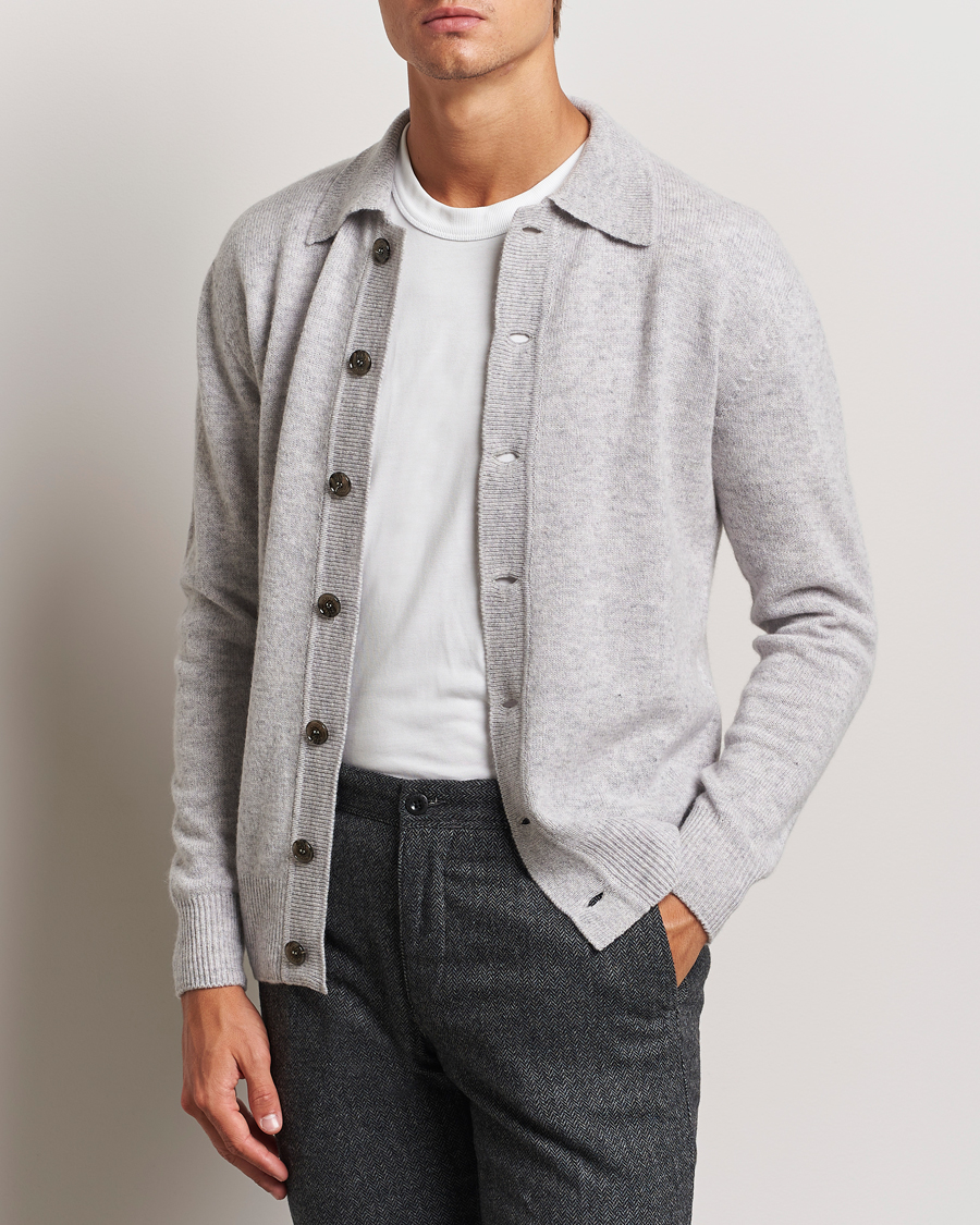 Herre | Trøjer | Altea | Shetland Collared Cardigan Light Grey