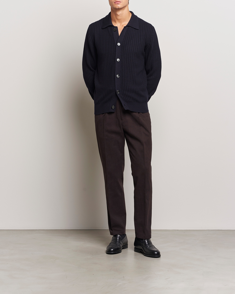 Herre | Trøjer | Altea | Rib Wool Cardigan Navy