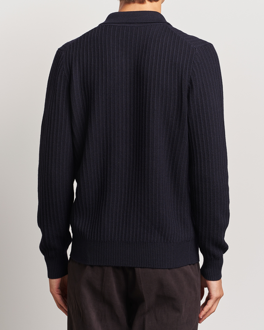 Herre | Trøjer | Altea | Rib Wool Cardigan Navy