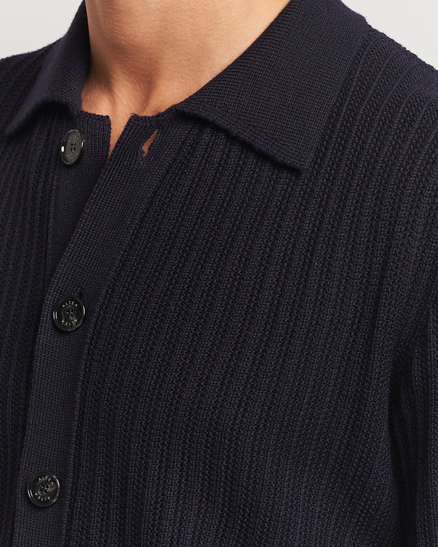 Herre | Trøjer | Altea | Rib Wool Cardigan Navy