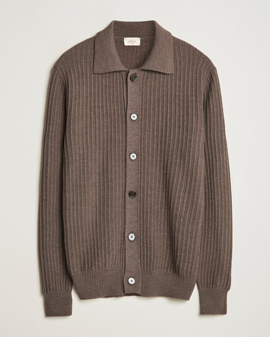 Herre | Trøjer | Altea | Rib Wool Cardigan Taupe