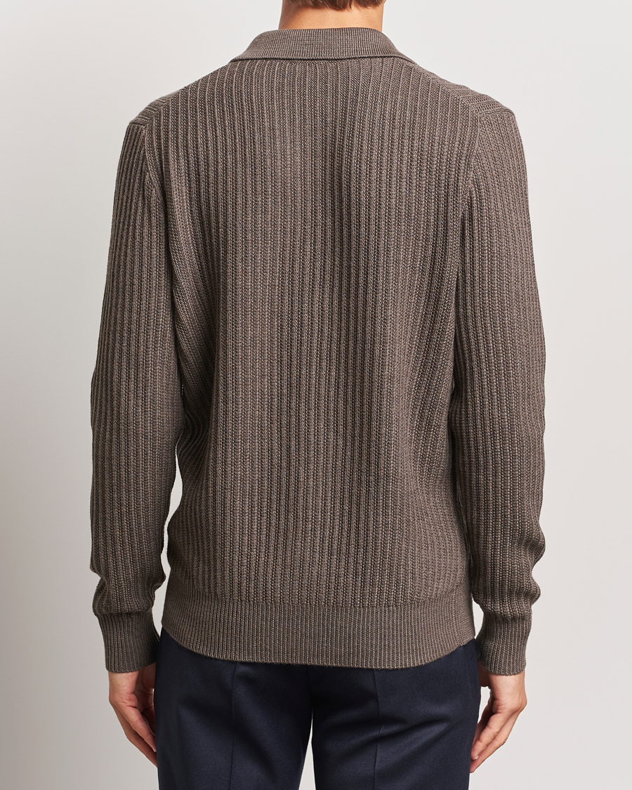 Herre | Trøjer | Altea | Rib Wool Cardigan Taupe