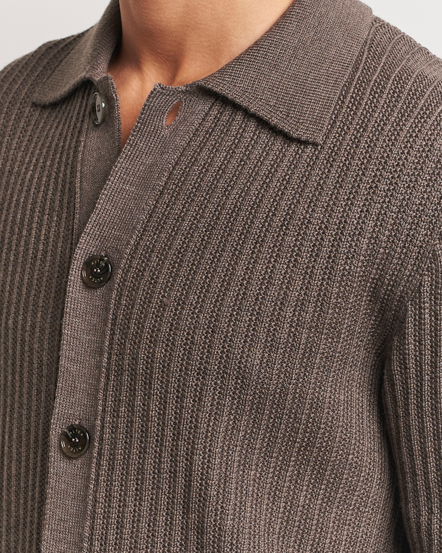Herre | Trøjer | Altea | Rib Wool Cardigan Taupe