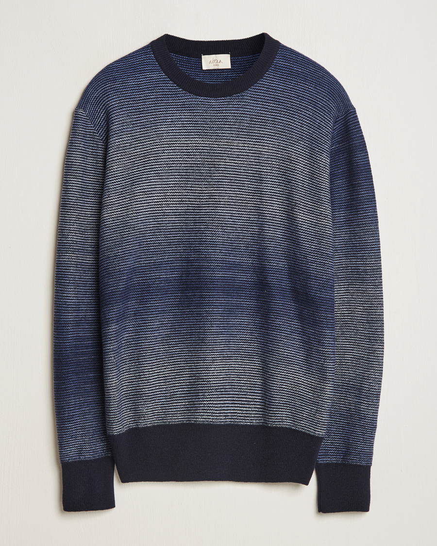 Herre | Trøjer | Altea | Jacquard Stripe Sweater Navy