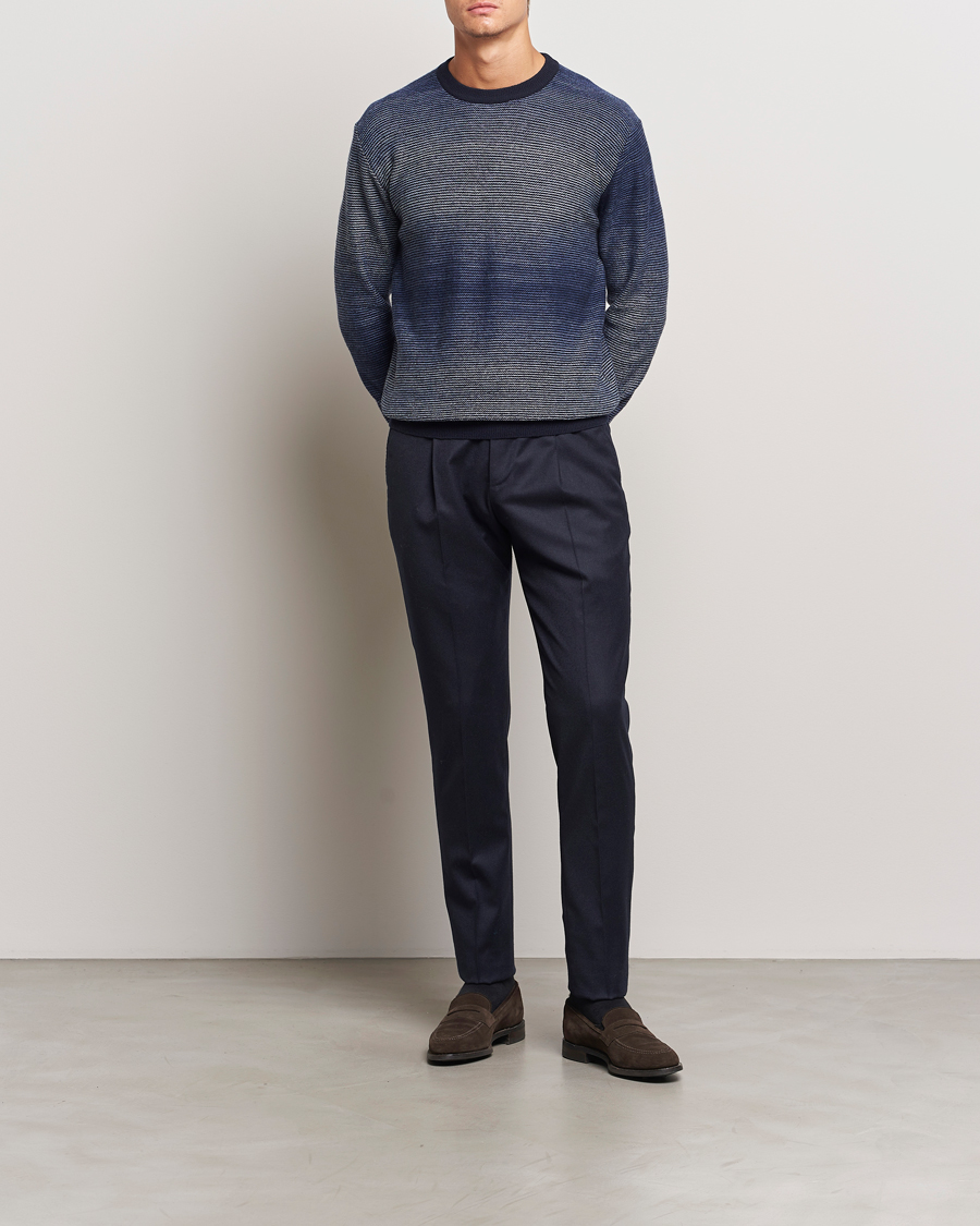 Herre | Trøjer | Altea | Jacquard Stripe Sweater Navy