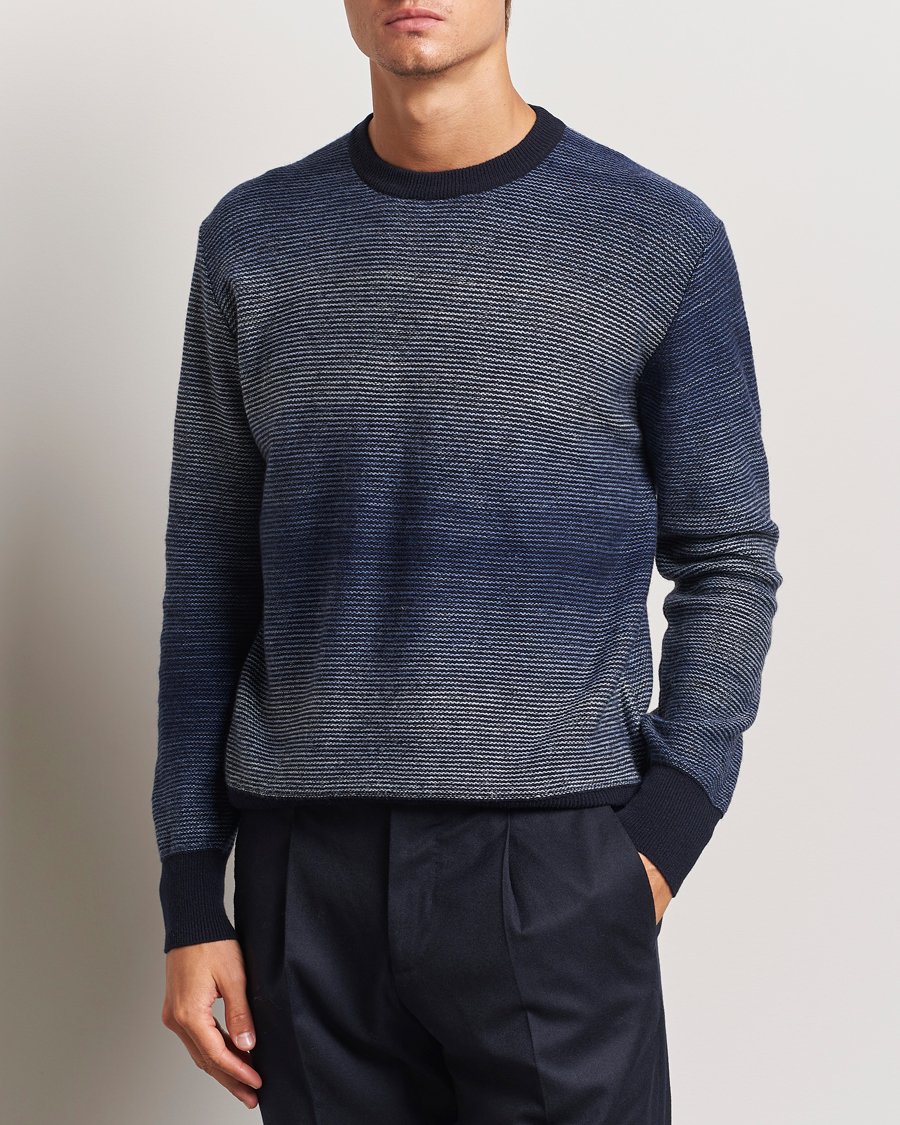 Herre | Trøjer | Altea | Jacquard Stripe Sweater Navy