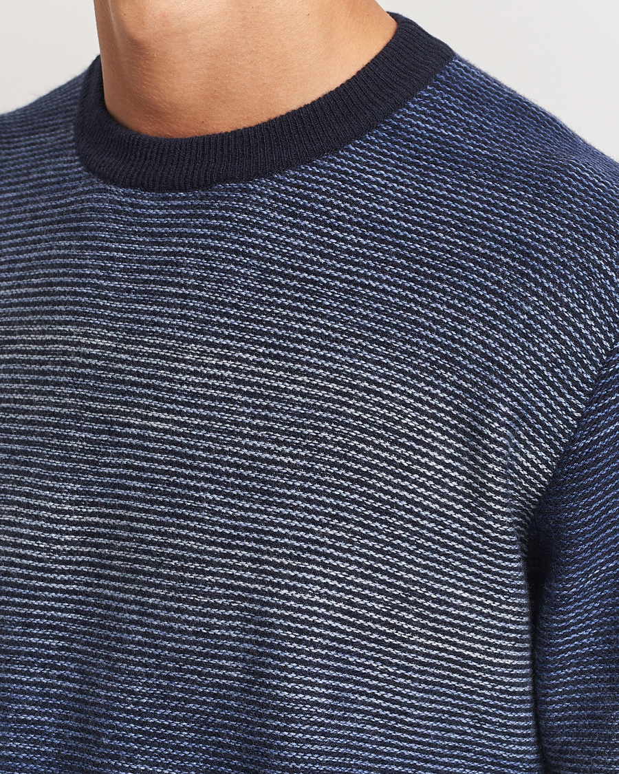 Herre | Trøjer | Altea | Jacquard Stripe Sweater Navy