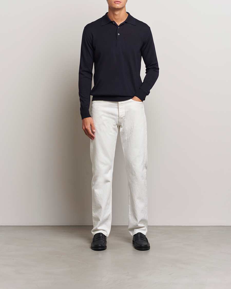 Herre | Trøjer | Altea | Merino Long Sleeve Polo Navy