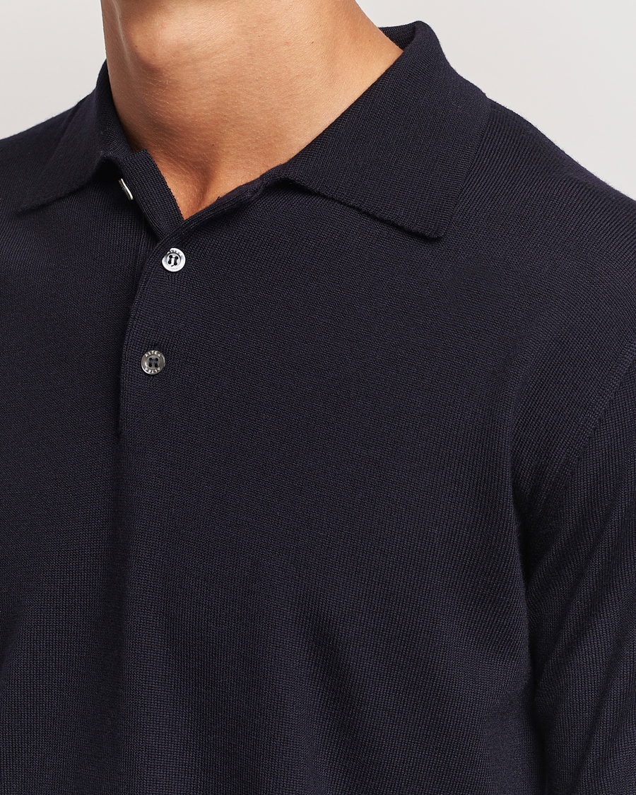 Herre | Trøjer | Altea | Merino Long Sleeve Polo Navy
