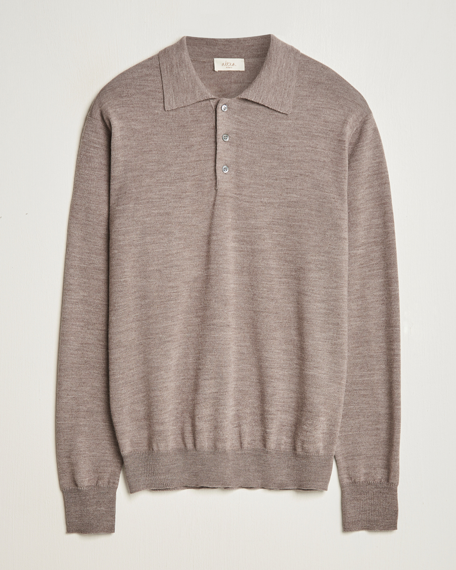 Herre | Trøjer | Altea | Merino Long Sleeve Polo Beige